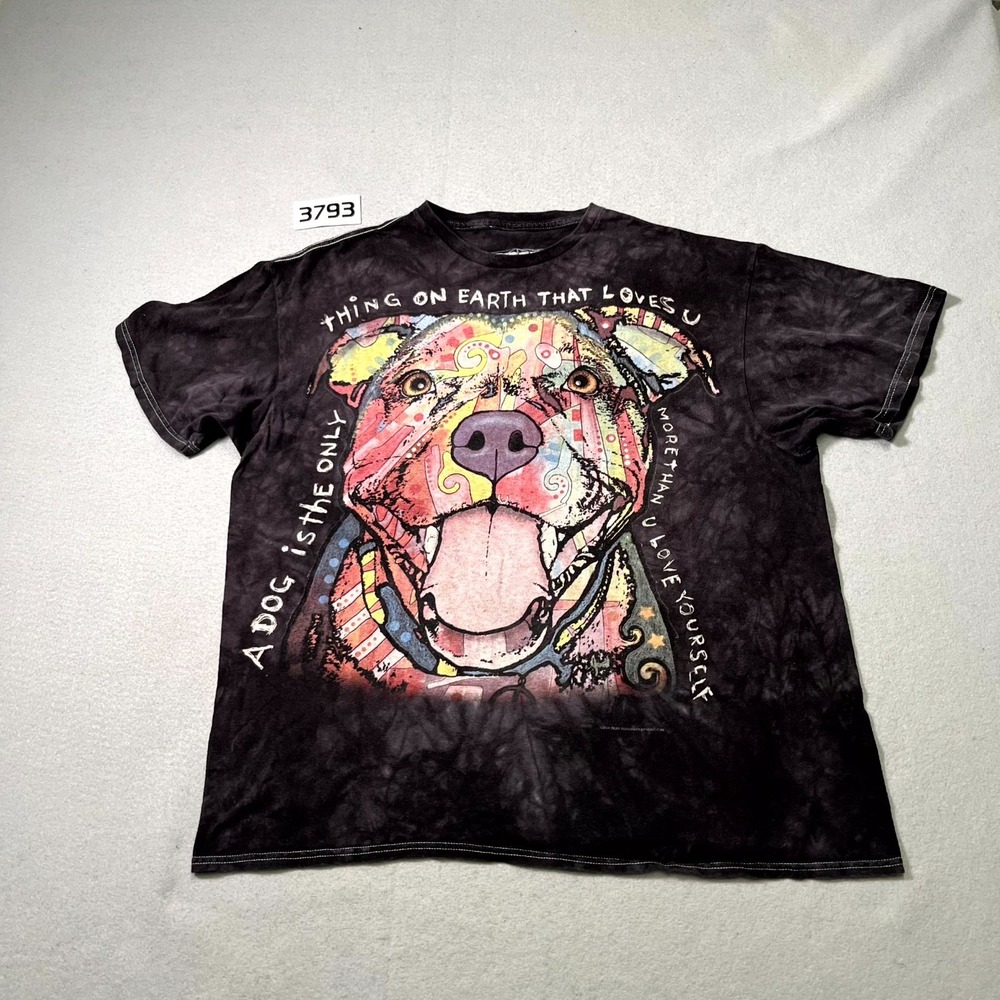 3D Tees Pit Bull Love T Shirt Mens XL Gray Graphic Tie Dye Cotton Crew Neck